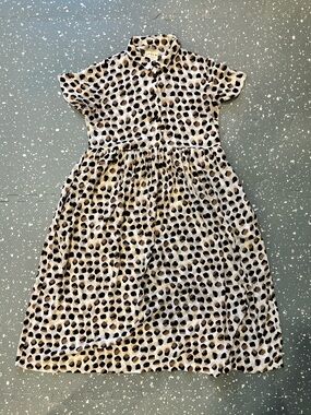 OOFON Dot Print Midi Shirt Dress
